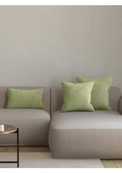 Pastel Kadife Enginar Rengi Kırlent Yastık Kılıfı Şık ve Dayanıklı Dekoratif Çözüm