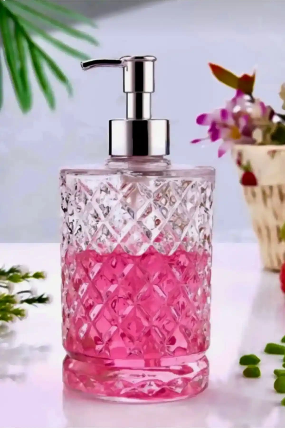 Pembelia Life Lüks Cam Sabunluk Bulaşık Deterjanı Şişesi Modern ve Şık Tasarım