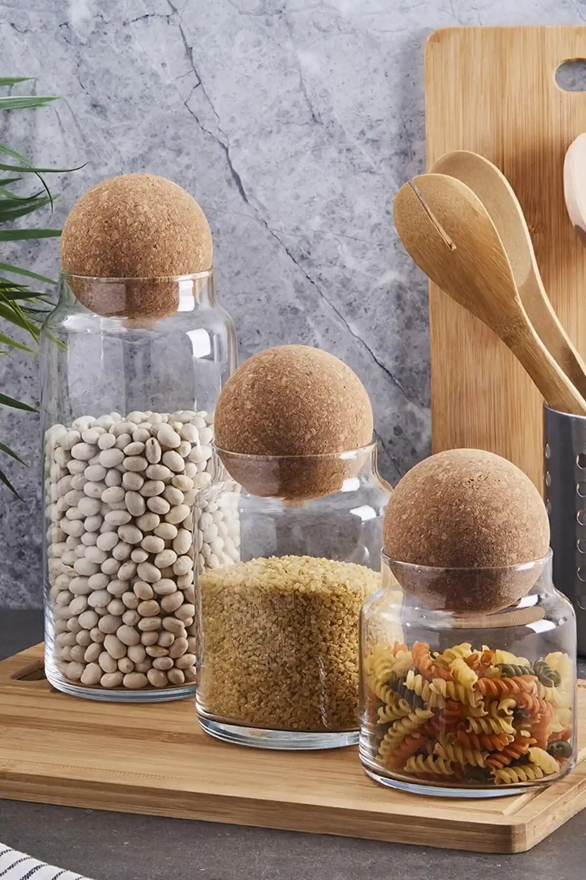 Perotti Sughero Top Mantar Kapaklı Cam Kavanoz ve Baharat Seti ile Mutfaklarınızı Şık ve Pratik Hale Getirin