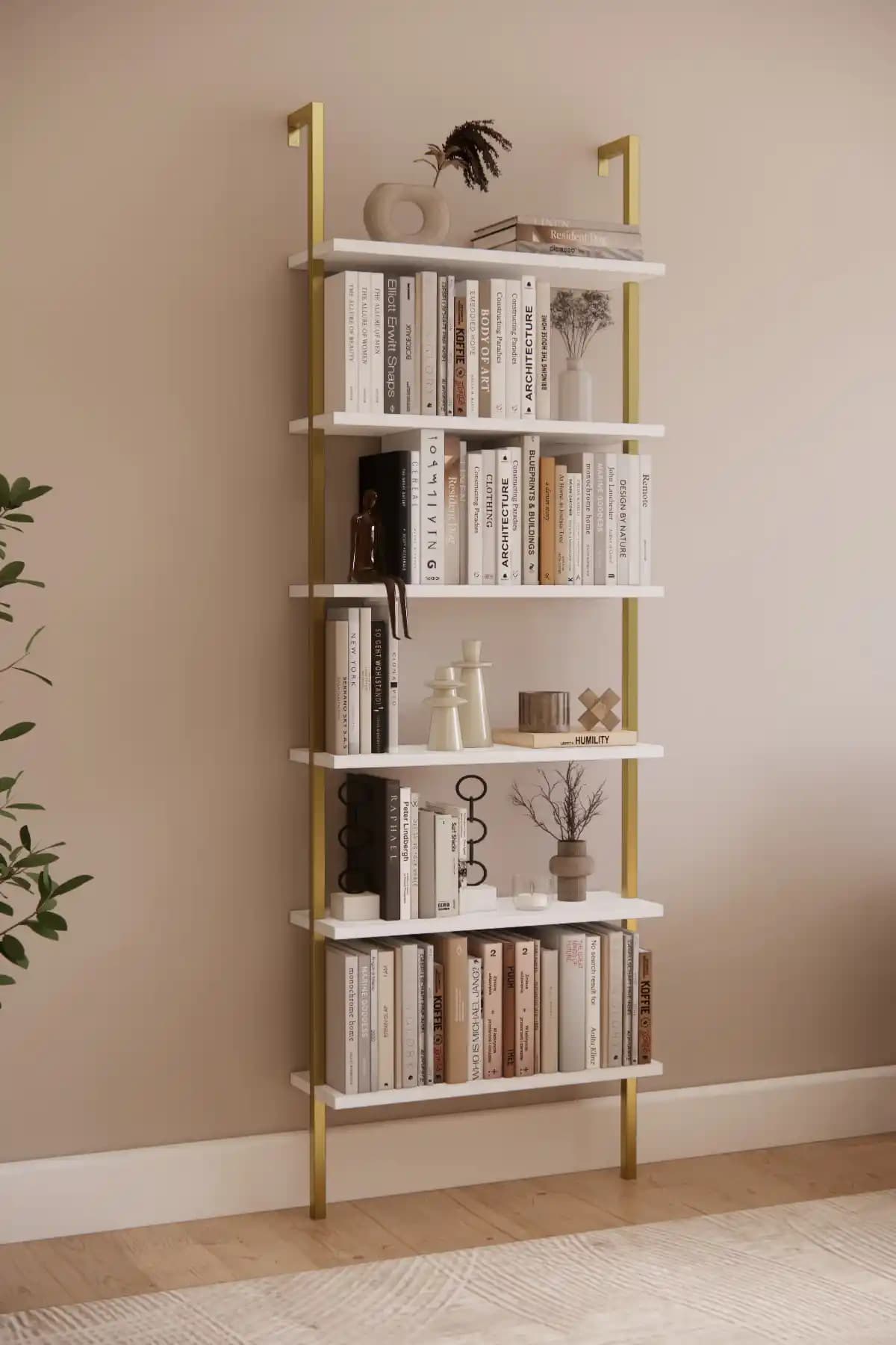 Phobia Yeni Gold Metal Kitaplık: Modern ve Şık Duvara Monte Mobilya Çözümü