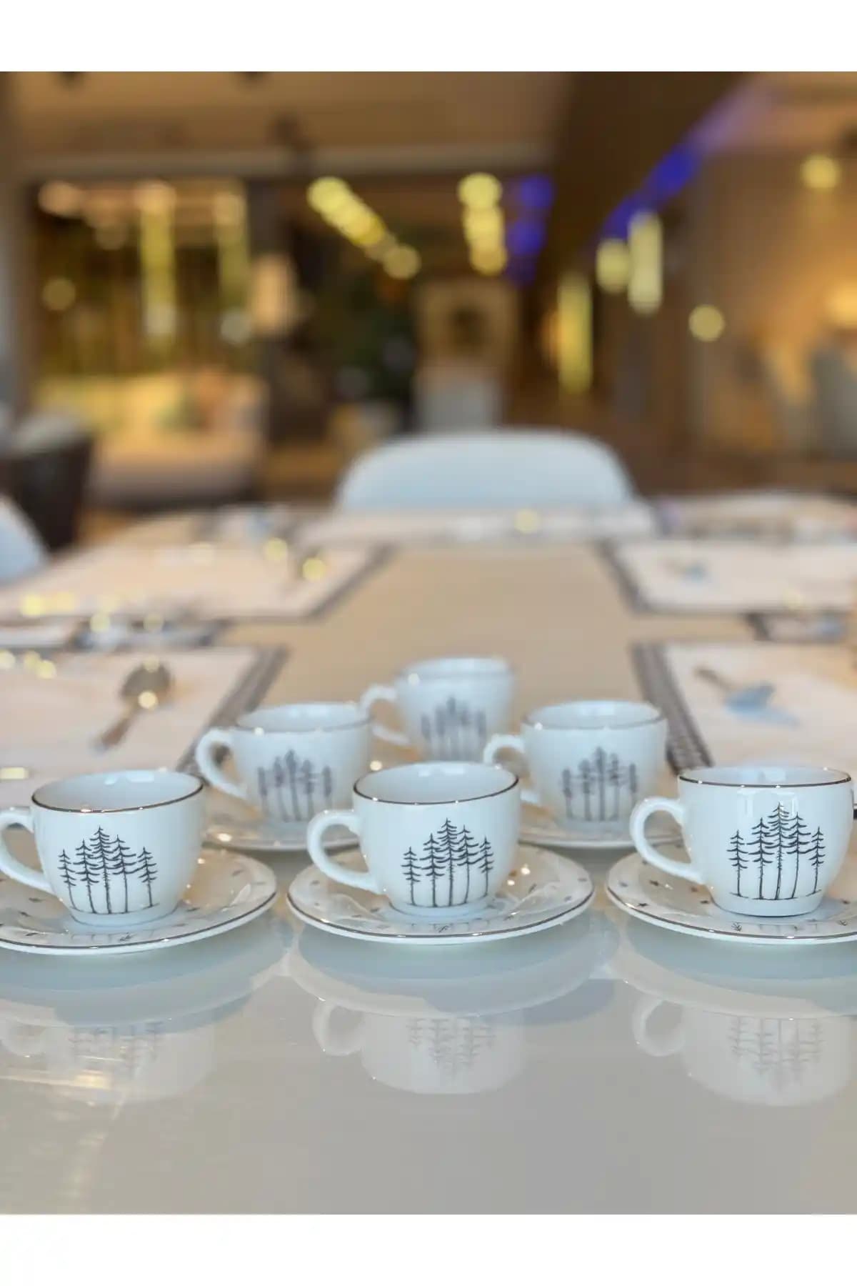 Porland Forest 6'lı Türk Kahve Fincan Takımı Doğa Temasıyla Şıklık ve Dayanıklılık Sunar