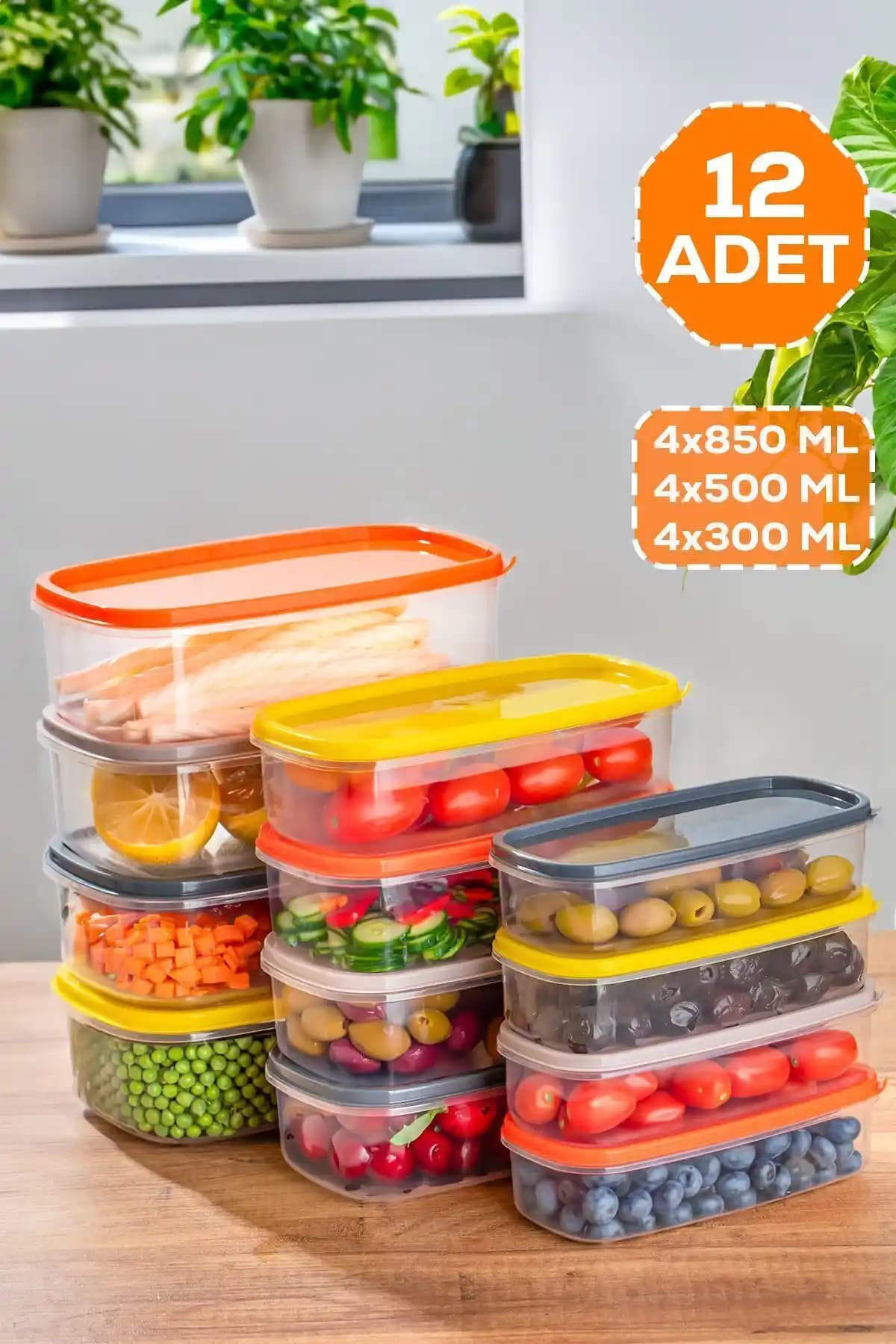 Porsima 1001 12'li Çok Amaçlı Renkli Plastik Saklama Kabı Seti ile Mutfak Düzeninizi Sağlayın