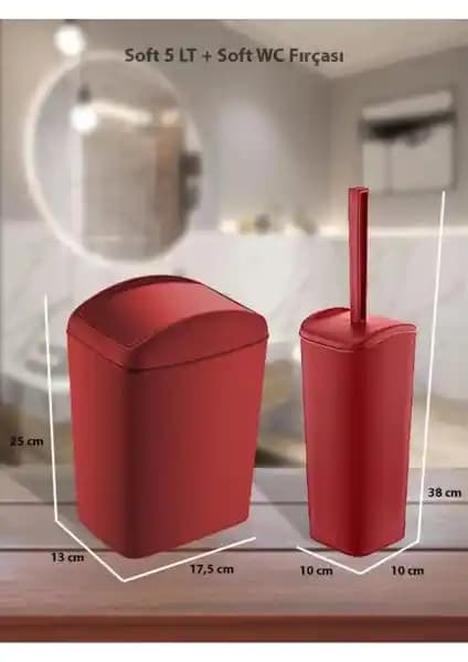 Pureduo 5 Lt Soft Çöp Kovası ve WC Fırçası Carmen Seti Modern ve Şık Banyo Dekorasyonu İçin Uygun