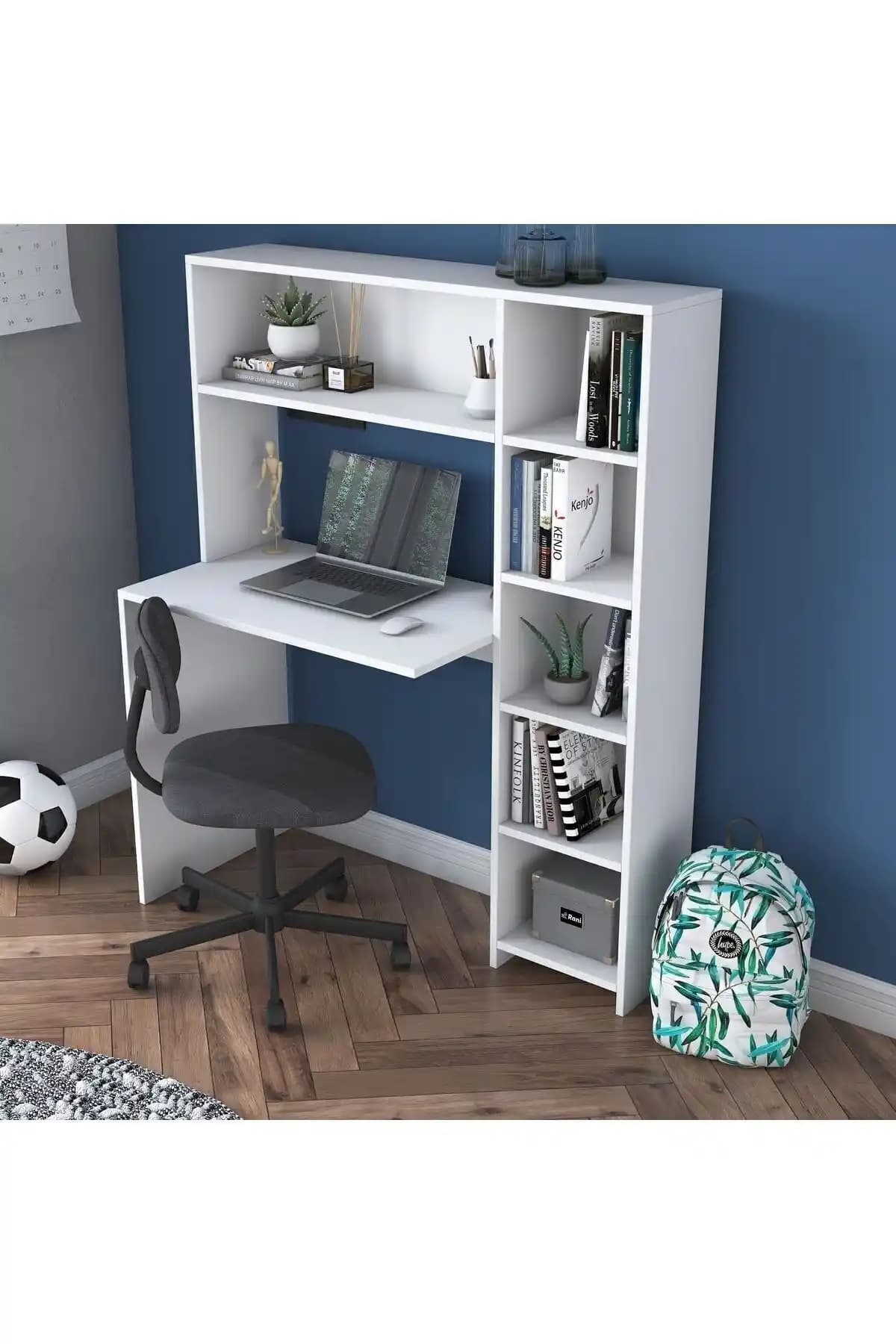 Rani Mobilya Rani Ha104 Beyaz Modern Kitaplıklı Raflı Çalışma Masası Özellikleri ve Teknik Detaylar