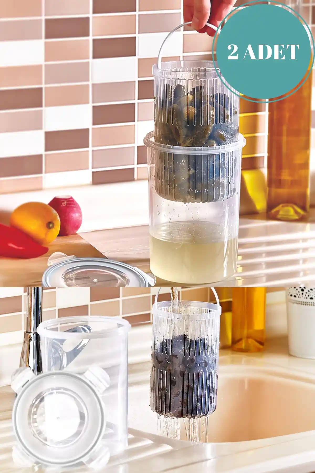 Rapt 2 Adet Süzgeçli Derin Saklama Kabı: Çok Amaçlı ve Pratik Mutfak Çözümü