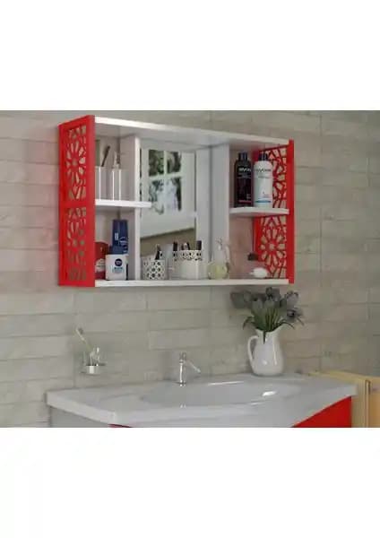 Remaks Terek Aynalı Kırmızı Banyo Dolabı 80x50x20 cm modern ve dayanıklı tasarım