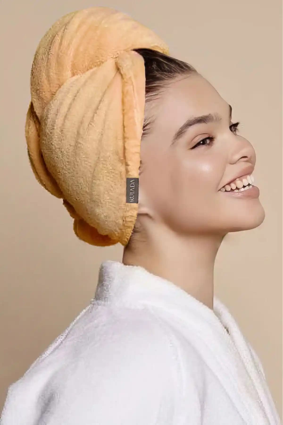 RU RUIADA %100 Pamuk Saç Kurutma Bonesi Şık ve Pratik Kullanım İçin Tasarlandı