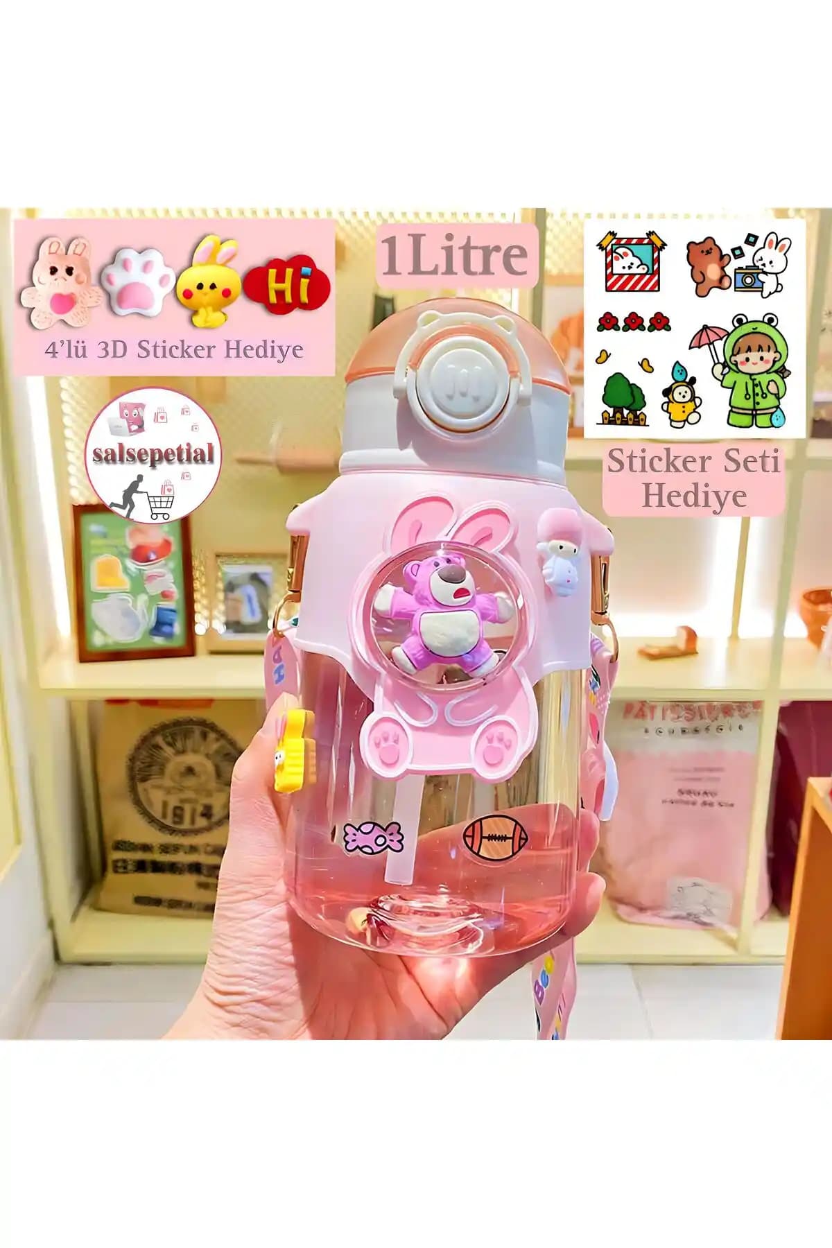 Salsepetial Ayıcık Su Matarası Günlük Kullanım İçin Güvenli ve Sevimli Tasarım