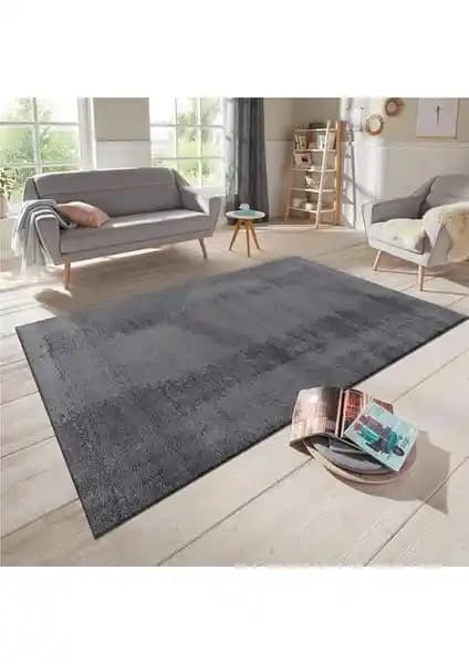 Sevser Halı Peluş Kaydırmaz Yolluk 20mm Yükseklik Koyu Gri Modern Tasarım