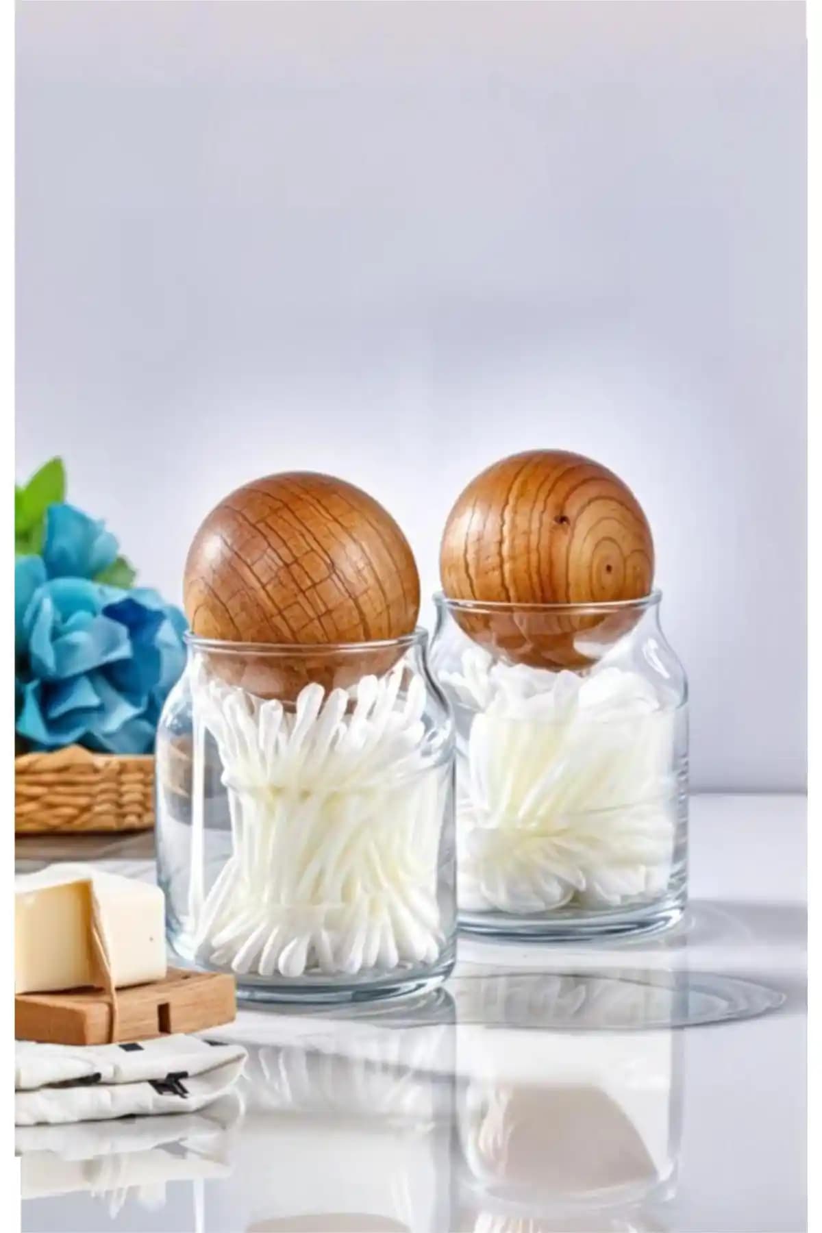 SİDERDESİNG 2'li Cam Saklama Seti Beyaz ve Pratik Tasarım ile Banyo Düzeni Sağlar