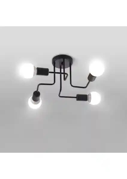 Sima Akrep Siyah Modern Endüstriyel Avize 4'lü Şık ve Dayanıklı Tasarım