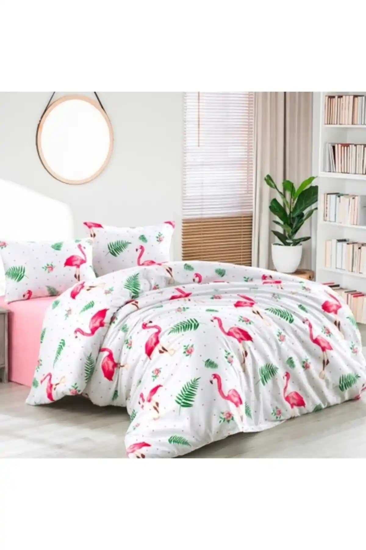 StellaFlavo 120x200 Pembe Pamuklu Lastikli Nevresim Takımı Yatak Dekorasyonu İçin Uygun