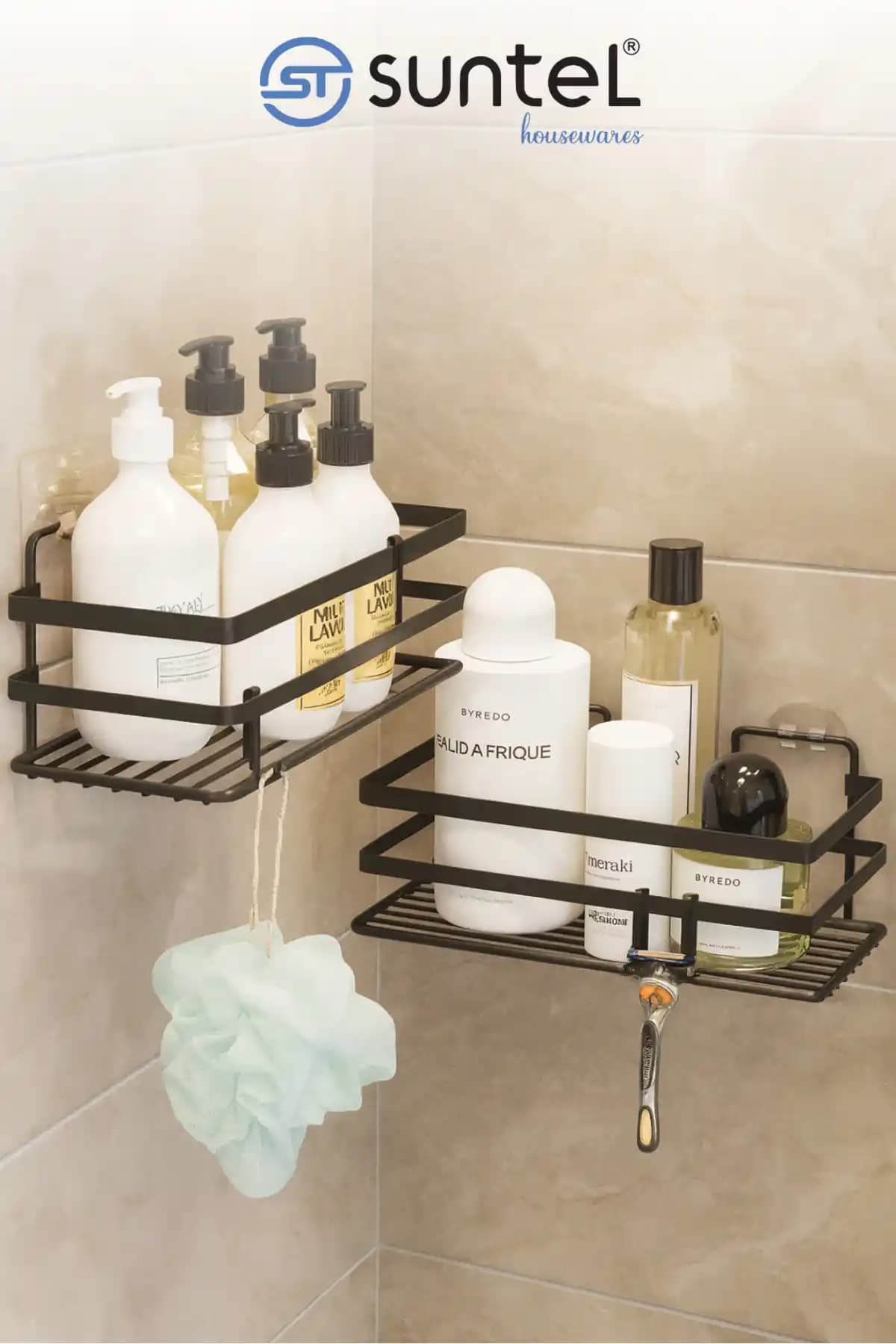 SUNTEL Yapışkanlı ve Kancalı Banyo Rafları Modern ve Dayanıklı Çözüm Sunar