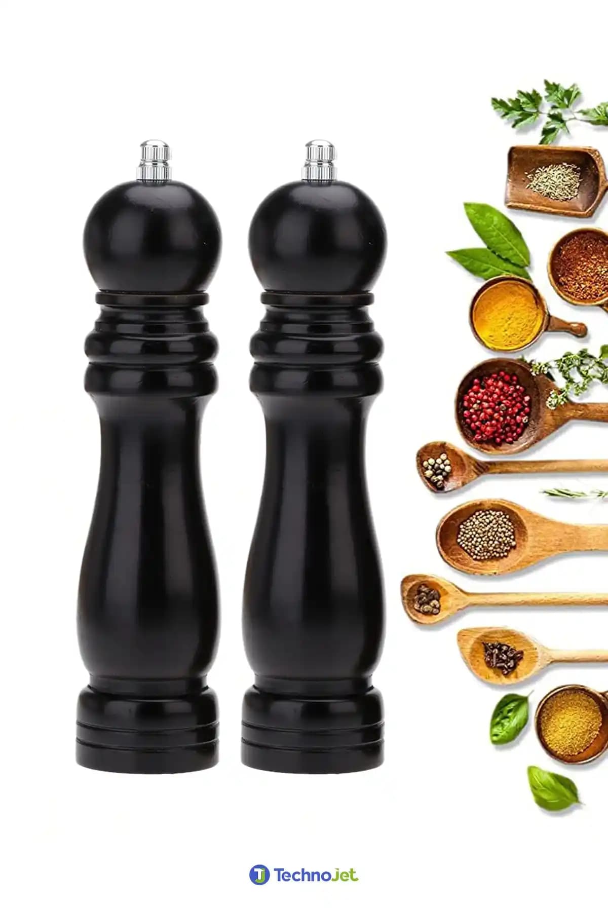 Technojet 2li Karabiber Tuz Kahve Baharat Öğütücü Seti Modern ve Şık Tasarım