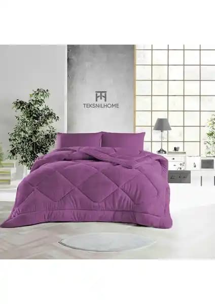 Teksnil Ev Mürdüm Renkli Çift Taraflı Welsoft Yorgan 155x215 cm Şıklık ve Konfor Bir Arada