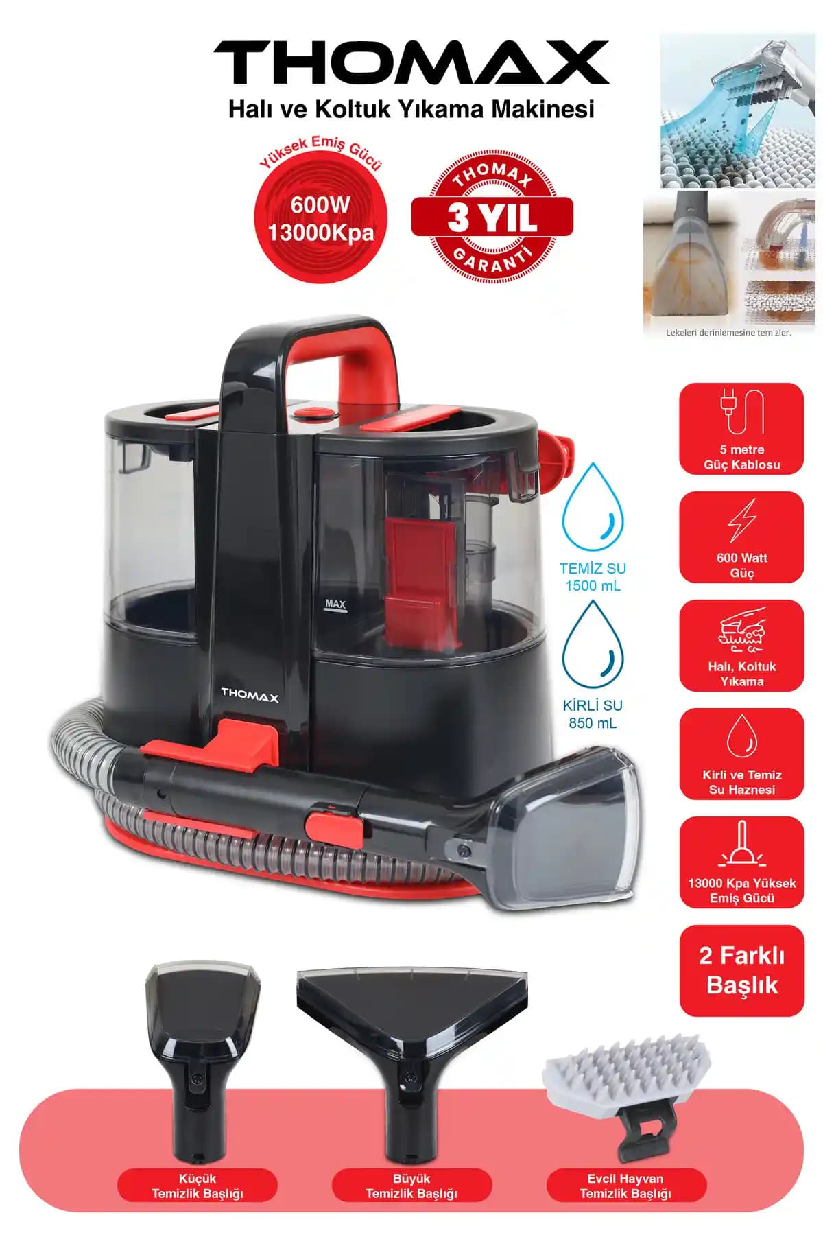 THOMAX Koltuk ve Halı Yıkama Makinesi: Güçlü Performans ve Çok Yönlü Temizlik Çözümü