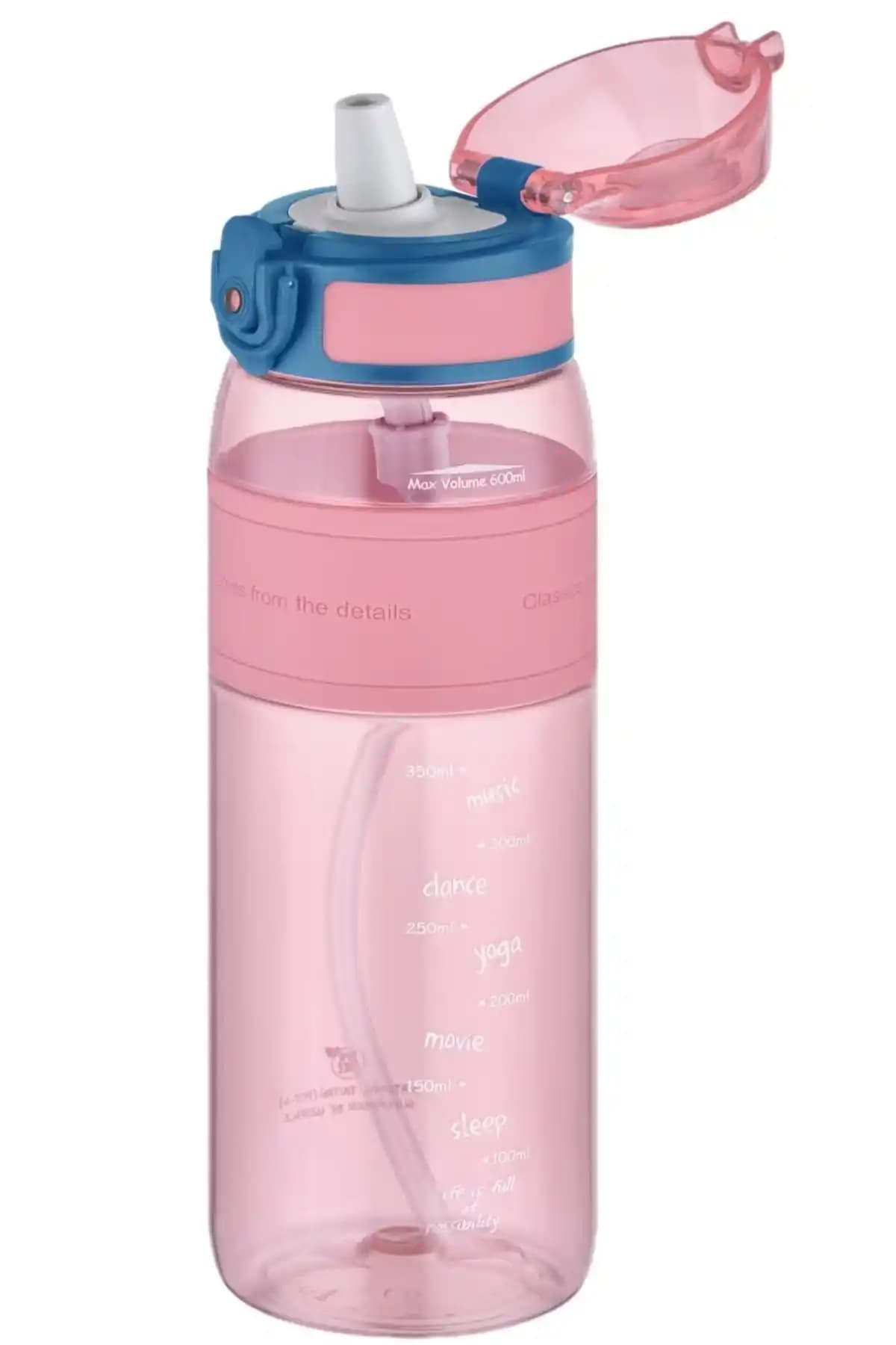 Uzspace Silikon Gövde Pipetli Tritan Su Matarası 0,60 L Sağlam ve Şık Tasarım