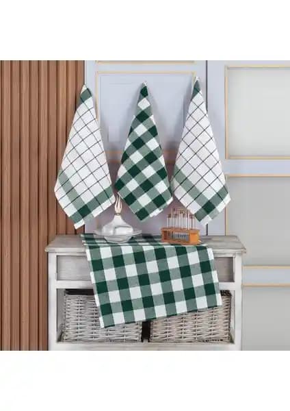 Vagonik 4'lü Mutfak Havlusu Seti Desenli ve Dayanıklı Pamuklu Ürünler