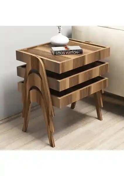 Variant Concept Roma Tepsi Zigon Sehpa Ceviz Modern ve Çok Yönlü Tasarımın Şıklığı