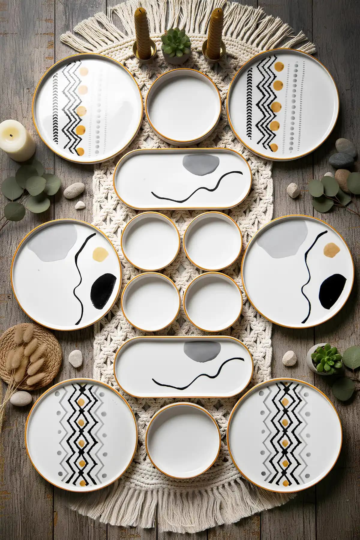 Vienev Axial 14 Parça 6 Kişilik Stackable Kahvaltı Takımı: Estetik ve Dayanıklılık Bir Arada