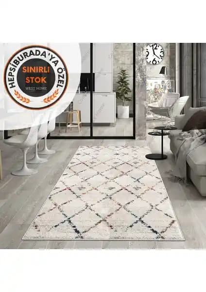 West Home Dijital Baskılı ve Yıkanabilir Salon Halısı Modern ve Güvenli Tasarım