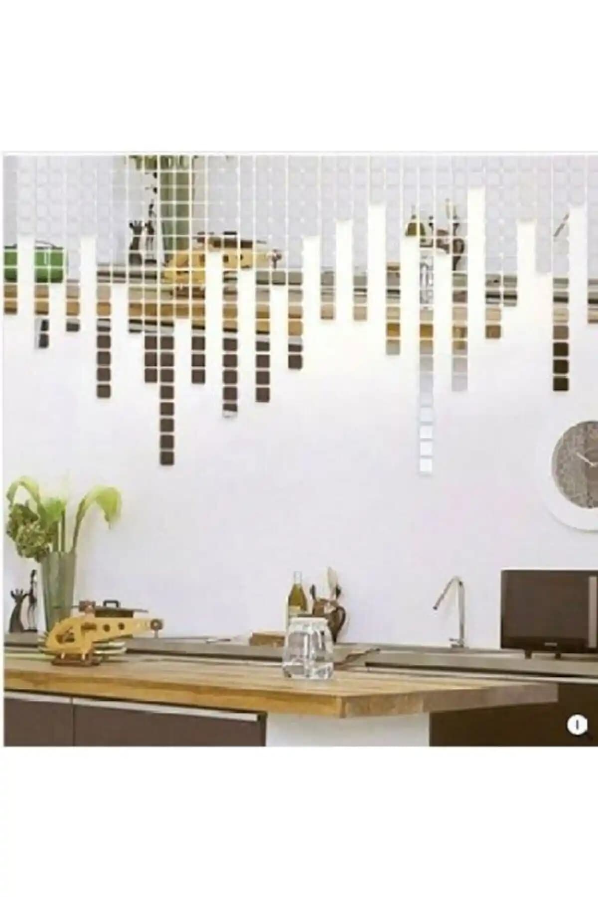 Wooden Factory Gümsüş Pleksi Dekoratif Mozaik Aynası ile Modern ve Şık Ev Dekorasyonu Çözümü