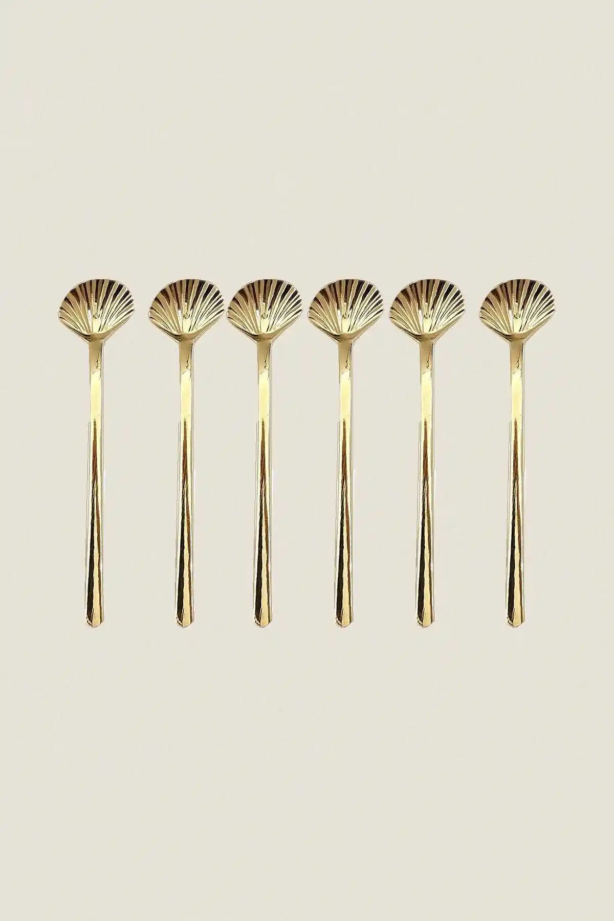 Yazz Atelier 6'lı Gold Midye Çay Kaşığı Seti Şıklık ve Dayanıklılığı Bir Arada Sunar