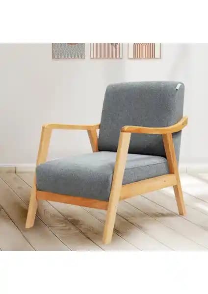 Zem Favela Ahşap Ayaklı Gri Teddy Kumaş Berjer: Modern ve Şık Oturma Çözümü