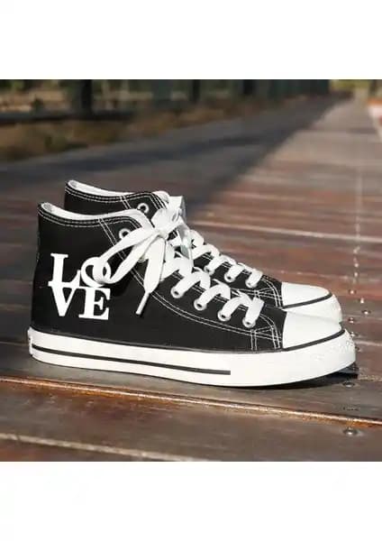 Lideral Unisex Günlük Siyah Keten Spor Ayakkabı Rahat ve Şık Tasarım