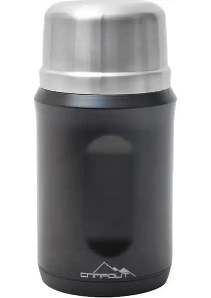 Nurgaz Campout Çift Katmanlı Yemek Termosu 600 ML Siyah Dayanıklı ve Pratik Tasarım