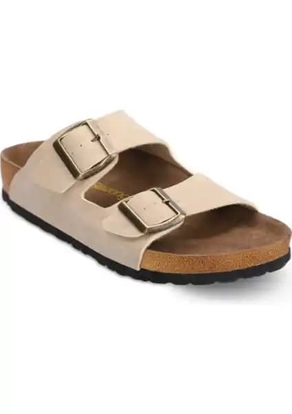 Slazenger LENS Kadın Bej Nubuk Terlik Modern Tasarım ve Konfor Bir Arada