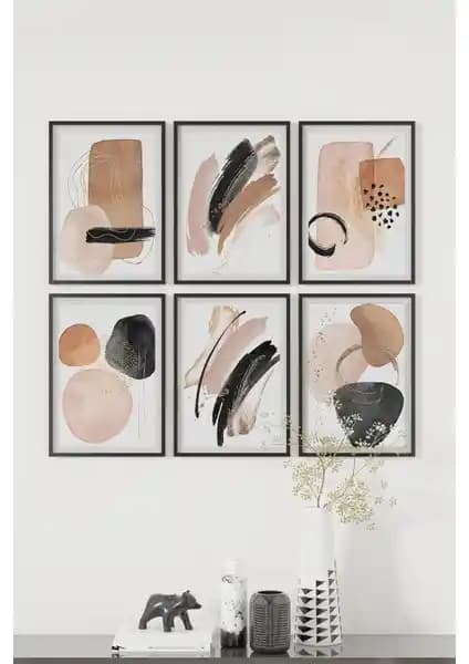Artavessa 6 Parça MDF Çerçeve Görünümlü Modern Duvar Dekorasyonu Seti