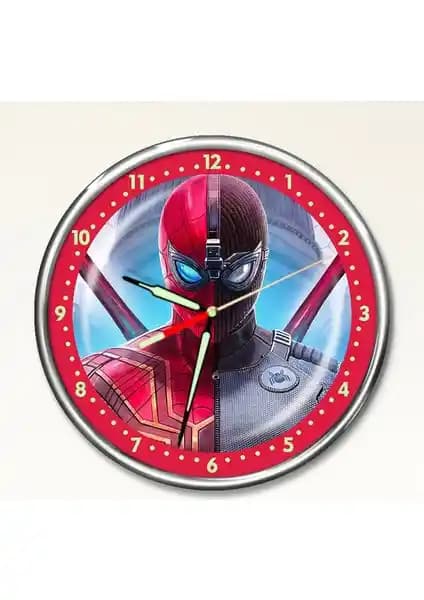 Çocuk Odası İçin Dayanıklı ve Gece Parlayan Örümcek Adam Duvar Saati PFS-1788