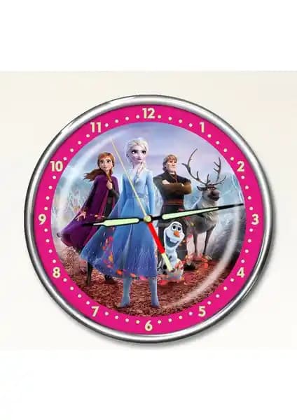 Çocuk Odası İçin Gece Parlayan Frozen Elsa Duvar Saati Dekor Loft PFS-1790