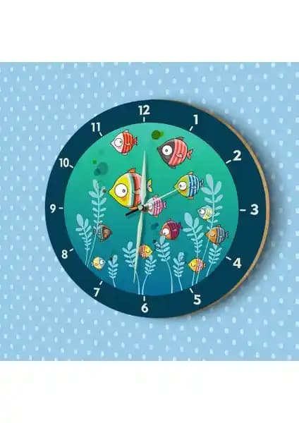 Çocuk Odası İçin Parlayan ve Güvenli Duvar Saati Dekor Loft 1414