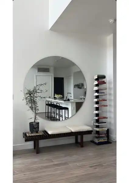 Effe Yapı Dekor 100 cm Çerçevesiz Yuvarlak Ayna Modern ve Şık Tasarım