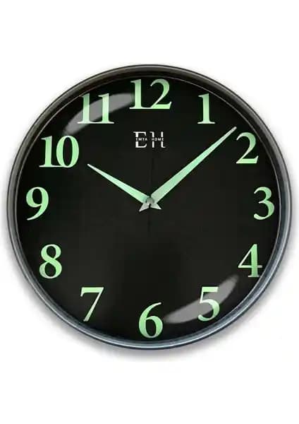 Emya Home Parlayan Fosforlu Duvar Saati Gümüş Modern Tasarım ve Fonksiyonellik