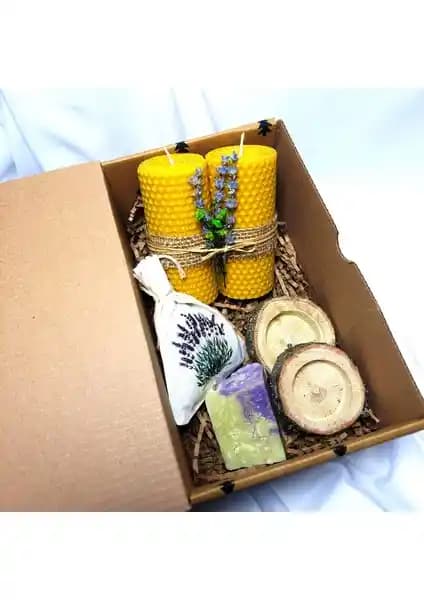 Frig Lavanta Balmumu Petek Sarma Mum Seti Doğal ve Estetik Hediye Seçeneği