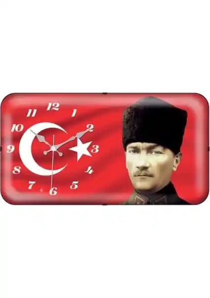 Galaxy Mineral Bombeli Cam Dikdörtgen Atatürk Saati Estetik ve Dayanıklı Tasarım