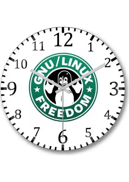 Gnu Linux Temalı Modern Duvar Saati Şık Tasarımı ve Dayanıklı Malzemeleriyle