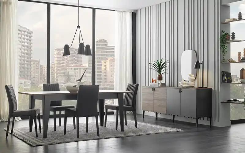 Gri-Bej Soğuk Zeminlere Uygun Yemek Masası Renk ve Stil Seçenekleri