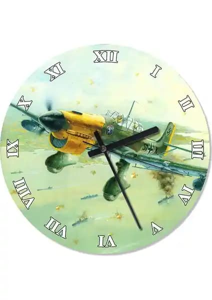 İkinci Dünya Savaşı Alman Savaş Uçağı Temalı Analog Duvar Saati