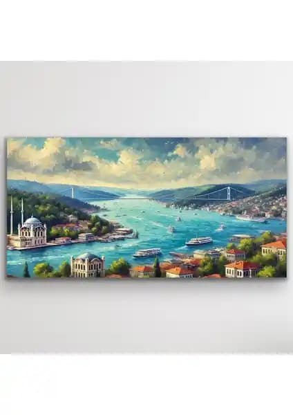 İstanbul Boğaz Manzarası Kanvas Tablo Modern Dekorasyon İçin Uygun ve Şık Bir Seçenek