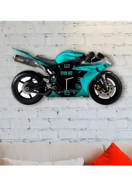 Kişiye Özel Motosiklet Temalı Ahşap Duvar Saati Modern ve Şık Dekorasyon Ürünü
