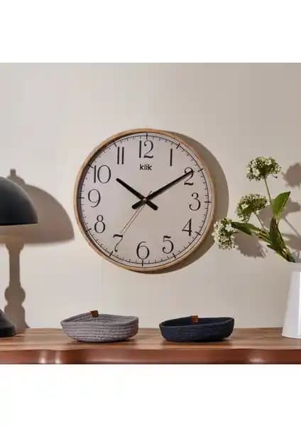 Klik Simplex Ahşap Görünümlü Modern Duvar Saati Estetik ve Fonksiyonel Tasarım