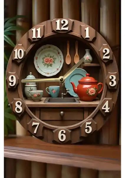 KutuTR Yuvarlak Ahşap Duvar Saati Modern Dekorasyon ve Şık Tasarım Özellikleri