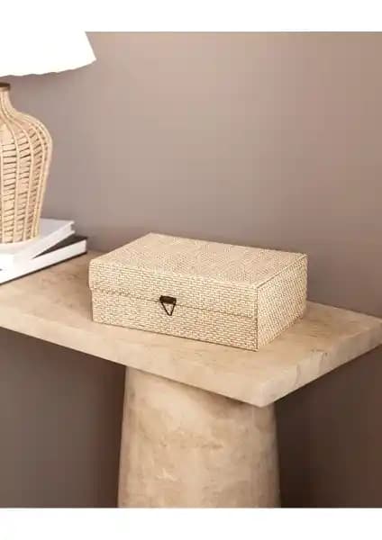 Madame Coco Julien 25 cm Bej Renkli Bambu Kutu ile Şık ve Fonksiyonel Depolama Çözümü