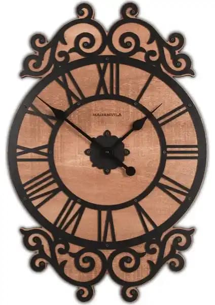 Madamvila Vintage Büyük Boy Ahşap Duvar Saati Dekorasyon ve Fonksiyonellik İçin Uygun