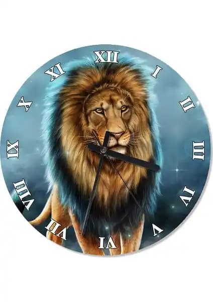 Mavi Yeleli Aslan Desenli Duvar Saati ile Evinize Modern ve Şık Dokunuşlar