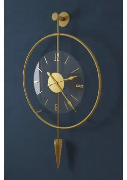 MetaQuartz Gold Luxry Pendulum Series Modern Duvar Saati 50x75 cm şık tasarım